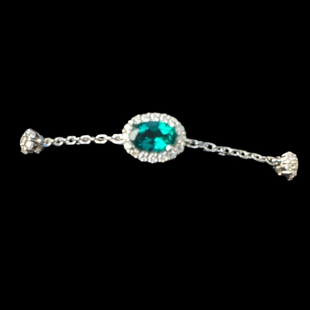 925 Sterling Silver Moissanite 0.5CT Emerald & Semi Precious Stone Bracelet‎ NWT